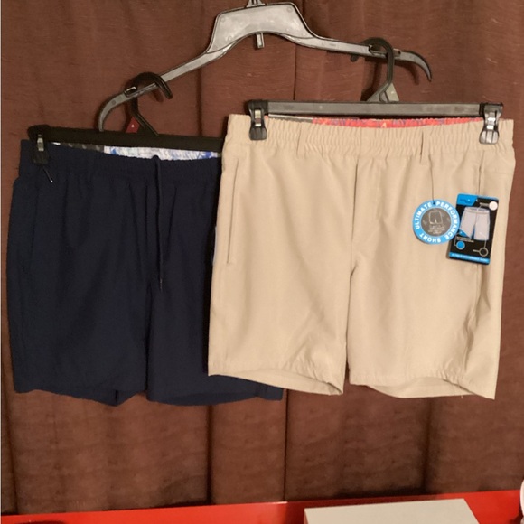 Men's Athletic Shorts - Navy and Tan - Picture 1 of 7